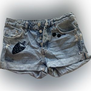 Embroidered Denim Short